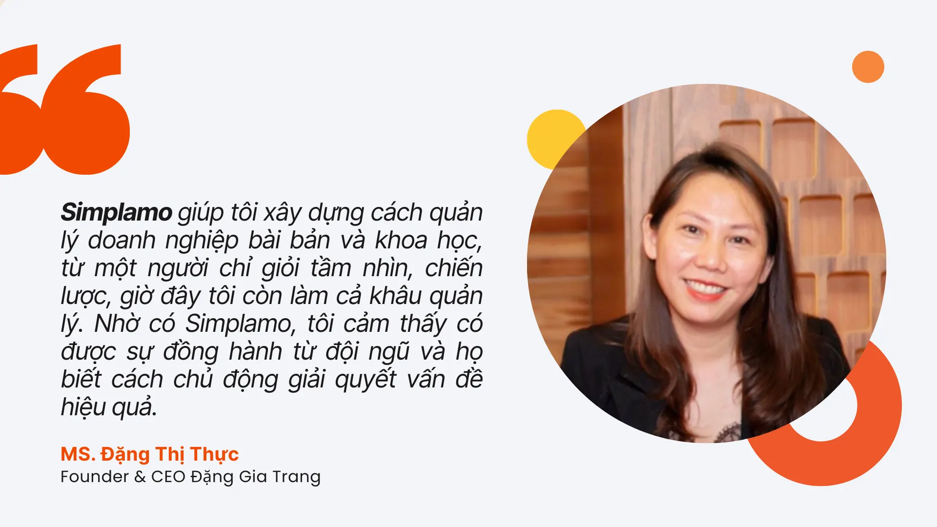 Chị Đặng Thị Thực chia sẻ về Simplamo