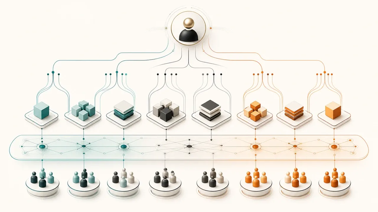 Hermes operating layer connecting the CEO, workflows, and operating teams