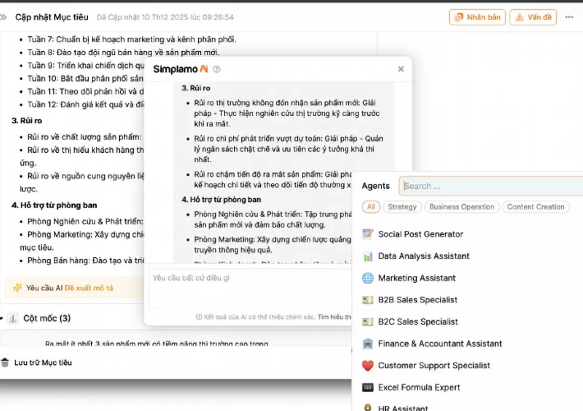 Simplamo AI goal assistant interface