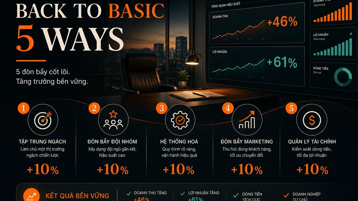 Bảng điều khiển 5 Ways với số trước và sau khi mỗi yếu tố tăng 10 phần trăm