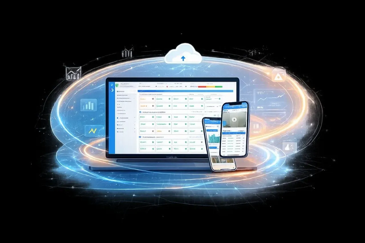 iLotusLand software dashboard on laptop and mobile