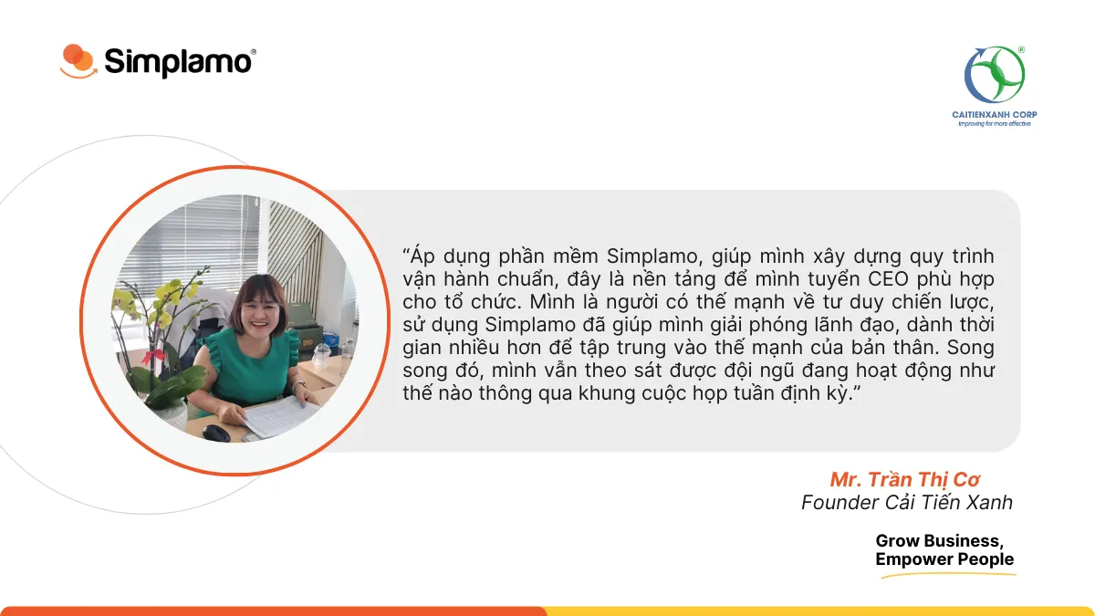 Cai Tien Xanh applies Simplamo